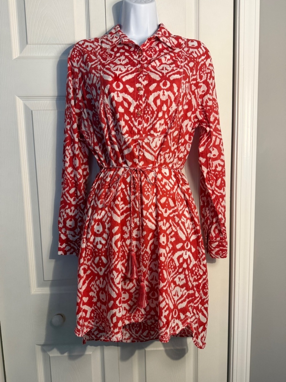Lola Australia red and white shirt dress size small *flawed*